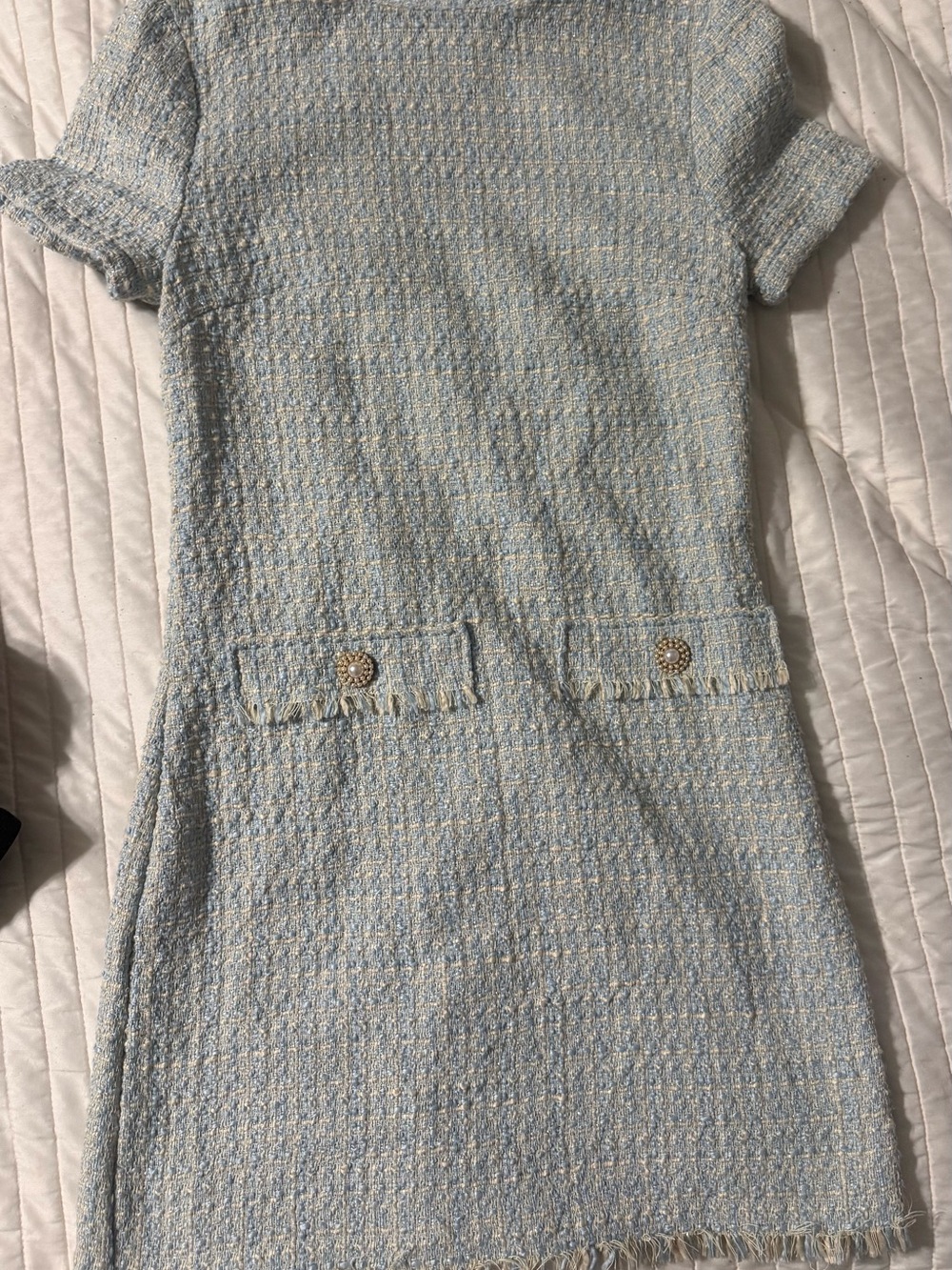 BeBop Blue and Cream Tweed mini dress size XS